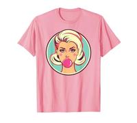 Retro Bubblegum Babe Blonde Pin-Up Style Pop Art Design T-Shirt