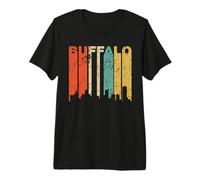 Retro Buffalo New York Cityscape Downtown Skyline Distressed Premium T-Shirt