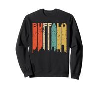 Retro Buffalo New York Cityscape Downtown Skyline Distressed Sweatshirt