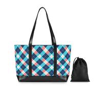 Retro Buffalo Plaid Large Capacity Women'S Briefcase with Zipper Briefcase Bags for Travel with Lunch estuche para laptop 14 pulgadas