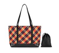 Retro Buffalo Plaid Modern Totes for Women with Zipper Laptop Travel Bag for Commuter with Tablet bolsos secret para mujeres