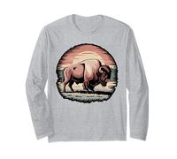 Retro Buffalo Silhouette Sunset Long Sleeve T-Shirt