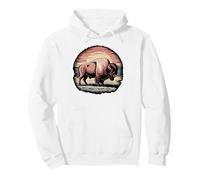 Retro Buffalo Silhouette Sunset Pullover Hoodie