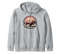 Retro Buffalo Silhouette Sunset Zip Hoodie
