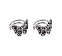 Retro Butterfly Ear Cuff Wrap Cartilage Clip On No Piercing Small Hoop Earrings for Women Minimalist Tiny 925 Sterling Silver Fashion Delicate Cute Animal Fake Huggie Hoops Tragus Cuffs Gifts Daughter