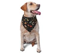 Retro Butterfly Flower Black Dog Bandana Breathable Triangle Bib Comfortable Triangle Scarf For Accessories Summer Puppy