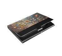 Retro Butterfly Oil Painting Slim business card holder pocket With Leather & Stainless Steel card organizer for Protects Your Cards