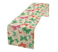 Retro Butterfly Table Runner,Boho Colorful Butterflies Country Farmhouse Decor Table Runner for Home Indoor Outdoor Kitchen Holiday Party Wedding Decor 13x70 Inch