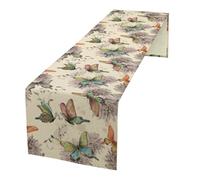 Retro Butterfly Table Runner,Rustic Boho Butterflies Farmhouse Decor Table Runner for Home Indoor Outdoor Kitchen Holiday Party Wedding Decor 13x60 Inch