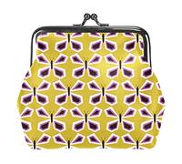 Retro Butterfly Yellow Pattern Women’s PU Leather Coin Wallets Girls Mini Buckle Coin Purse Pouch