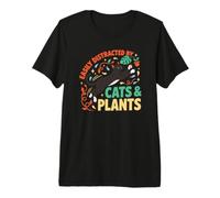 Retro Cactus Botanical Saying for Introvert Crazy Cat Lady Premium T-Shirt