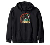 Retro Cactus Botanical Saying For Introvert Crazy Cat Lady Zip Hoodie