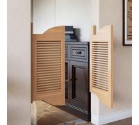 Retro Cafe Double Swinging Doors, Louvered Heavy-Duty Kitchen Restaurant Partition Interior Solid Wood Swing Door, with Stainless Steel Hinges(110x80cm(WxH))