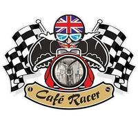 Retro Cafe Racer Ton UP Biker Design With Union Jack Flag for British Bike Vinyl Car Bike Helmet Sticker Decal 90x65mm