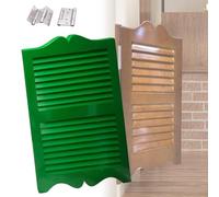 Retro Cafe Swinging Doors Louvered Solid Wood Auto Close Door 16"-40" Western Style Partition Door Green W50xH80cm (19.7"x31.5") for Restaurant & Bar