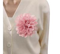Retro Camellia Flower Brooch Flower Shape Lapel Pin Handmade Chiffon Fabric Breasted Elegant Decoration For Women