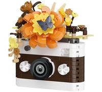 Retro Camera Building Set, Mini Cosmos Cute Flower Camera Building Blocks Kits, Micro Vintage Cameras Bricks Model, Gifts for Photography Fans, 251 PCS