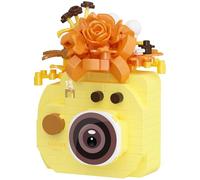 Retro Camera Building Set, Mini Orange Movie Cute Flower Camera Building Blocks Kits, Micro Vintage Cameras Bricks Model, Gifts for Photography Fans, 234 PCS