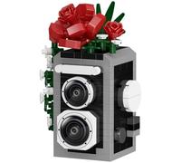 Retro Camera Building Set, Mini Red Rose Classic Cute Flower Camera Building Blocks Kits, Micro Vintage Cameras Bricks Model, Gifts for Photography Fans, 335 PCS