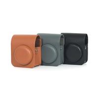 Retro Camera Storage Bag for Instax Mini 41 PU Leather Carrying Cover Protective Camera Case with Shoulder Strap (Gray)