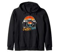 Retro Camera Sunset Landscape Photographer Graphic Zip Hoodie