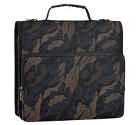 Retro Camouflage Brown Black 1.5 Inch 3 Rings Binder with Extra Pockets with Shoulder Strap Includes Zip Pocket Portable Home Travel Safe Storage Bag Suitable for Middle School Organizadores de