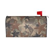 Retro Camouflage Star Pattern Mailbox Cover Magnetic Standard Size Waterproof Letter Post Box Cover Wrap Oversize Decoration Welcome Home Garden Outdoor 25.5" Lx 21" W