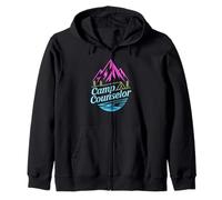 Retro Camp Counselor Wilderness Hiking Nature Staff Outing Zip Hoodie