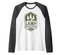 Retro Camp Director Camping Chaos Coordinator Crew Staff Raglan Baseball Tee
