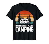 Retro Camper Retirement Plan Funny Camping Mountain Graphic T-Shirt
