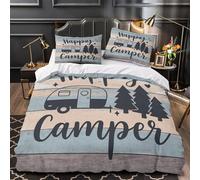 Retro Camper RV Comforter Cover 3D Print Wrinkle-Resistant 3PCs Bed Linen Hidden Zipper Wooden Decor Quilt Cover Extra Soft Durable for Teens Youth Adults Women Kids Boys Super king（260x220cm）