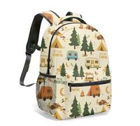 Retro Campervan Camping Tent 16 Inch All Over Print Backpack Kids School Bag Forest Sunset Outdoor Adventure Graphic (04)