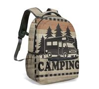 Retro Campervan Camping Tent 16 Inch All Over Print Backpack Kids School Bag Forest Sunset Outdoor Adventure Graphic (33)