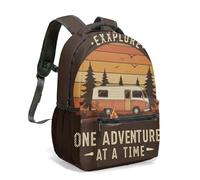 Retro Campervan Camping Tent 16 Inch All Over Print Backpack Kids School Bag Forest Sunset Outdoor Adventure Graphic (24)