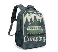 Retro Campervan Camping Tent 16 Inch All Over Print Backpack Kids School Bag Forest Sunset Outdoor Adventure Graphic (32)