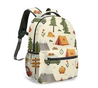 Retro Campervan Camping Tent 16 Inch All Over Print Backpack Kids School Bag Forest Sunset Outdoor Adventure Graphic (22)