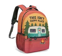 Retro Campervan Camping Tent 16 Inch All Over Print Backpack Kids School Bag Forest Sunset Outdoor Adventure Graphic (05)