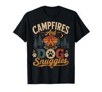 Retro Campfires Dog Snuggles Mountain Camping Pet Graphic T-Shirt