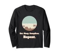 Retro Camping Grandpa Eat Sleep Campfires Repeat Present Long Sleeve T-Shirt