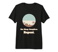 Retro Camping Grandpa Eat Sleep Campfires Repeat Present Premium T-Shirt