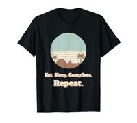 Retro Camping Grandpa Eat Sleep Campfires Repeat Present T-Shirt