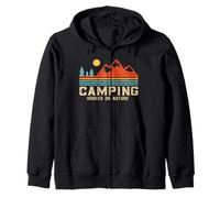 Retro Camping - Hooked On Nature for Hiking Zip Hoodie