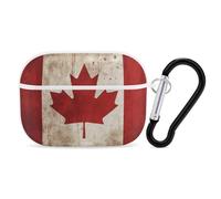 Retro Canada Flag AirPod Pro Case, Anti Scratch Hard PC Cover with Keychain, AirPod Pro 2nd/1st Case Accessories for Women Men, White-Style