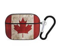 Retro Canada Flag AirPod Pro Case, Anti Scratch Hard PC Cover with Keychain, AirPod Pro 2nd/1st Case Accessories for Women Men, Black-Style