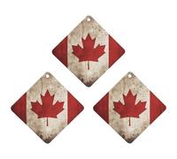 Retro Canada Flag Car Air Freshener, 3 Pcs Rhombus Hanging Air Freshener Cards, Long Lasting Fragrance Scented Cards for Car, Home, Office Gray-style