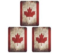 Retro Canada Flag Car Air Freshener, 3 Pcs Square Hanging Air Freshener Cards, Long Lasting Fragrance Scented Cards for Car, Home, Office Gray-style