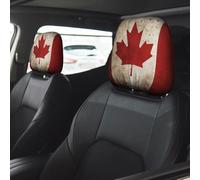 Retro Canada Flag Car Seat Headrest Cover 2 PCS, Soft Stretchable Fabric Car Head Rest Protector Dustproof Removable Car Headrest Covers Universal Vehicle Accessories