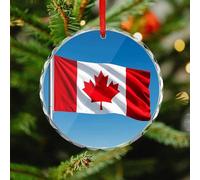 Retro Canada Flag Christmas Ornaments - Round Xmas Hanging Ornaments for Christmas Tree Decorations, Farmhouse Rustic Holiday Home Decor and Gift Party Tags (3.1 Inch)