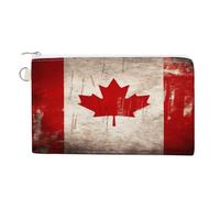 Retro Canada Flag Coin Purse with Zipper Coin Wallet Coin Pouch Canvas Change Purse Pouch Zero Wallet Coin Bag
