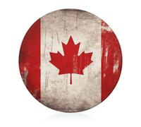 Retro Canada Flag Cutting Board for Kitchen Mini Cheese Chopping Board Round Tempered Glass Chopping Block for Picnic Cutting Pizza Meat Fruit(7.9 Inch)